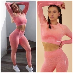 GYMSHARK 🍑 Ombree Seamless Crop Top Coral Peach SMALL (Mint Condition Like New)